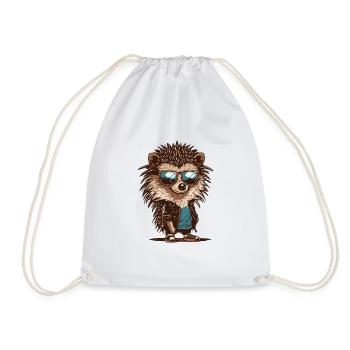 Cool hedgehog with sunglasses - Drawstring Bag - white - Front