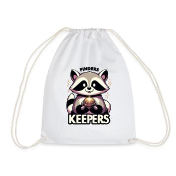 Naughty raccoon with shiny object - Drawstring Bag - white - Front
