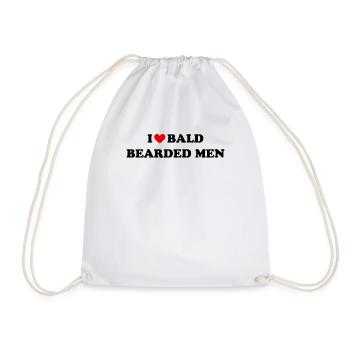 I Love Bald Bearded Men Girlfriend Wife - Drawstring Bag - white - Front