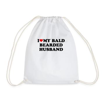 I Love My Bald Bearded Husband - Drawstring Bag - white - Front