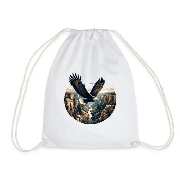 Eagle soars over canyon - Drawstring Bag - white - Front