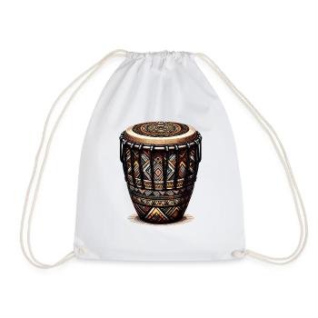 Bongo-Trommel mit Lebhaftem Afrikanischem Tribal-M - Turnbeutel - Weiß - Vorne