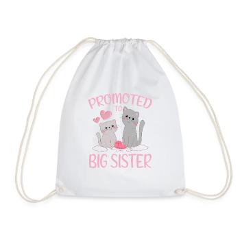 Cute Cats Promoted To Big Sister For Girls - Drawstring Bag - white - Front