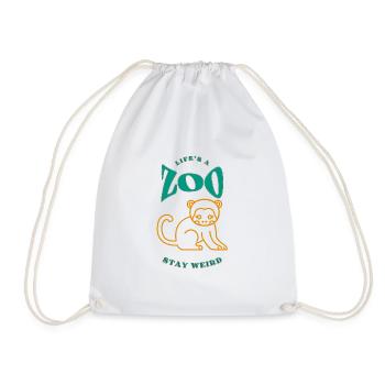 Life is a Zoo Stay Weird - Drawstring Bag - white - Front