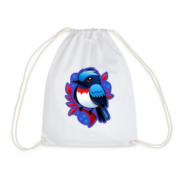 Sparrow on a branch - illustration in color - Drawstring Bag - white - Front