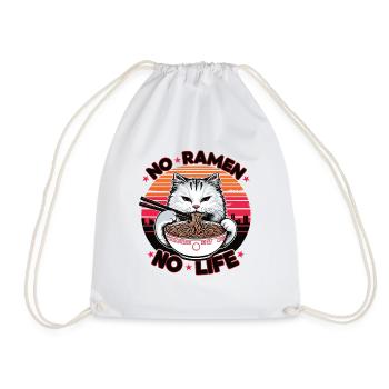 No Ramen No life cat, colorful - Drawstring Bag - white - Front