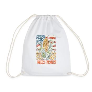 America Needs Farmers - Gift for USA Farmers - Drawstring Bag - white - Front