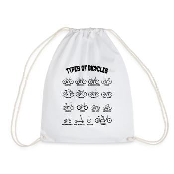 Types Of Bicycles - Types Of Bikes - Drawstring Bag - white - Front
