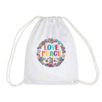 Chemise de Couronne de paix d’amour floral - fleur Hippie - Sac de sport léger - blanc - Devant