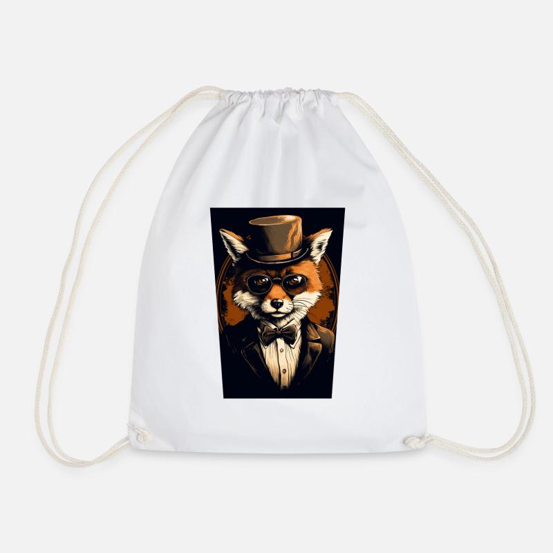 Fuchs mit Hut und Brille - Turnbeutel - Weiß