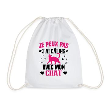 je peux pas j ai câlins avec mon chat humour chat - Sac de sport léger - blanc - Devant