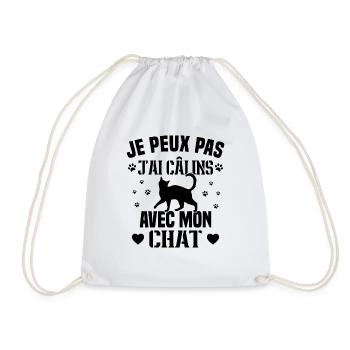je peux pas j ai câlins avec mon chat humour chat - Sac de sport léger - blanc - Devant