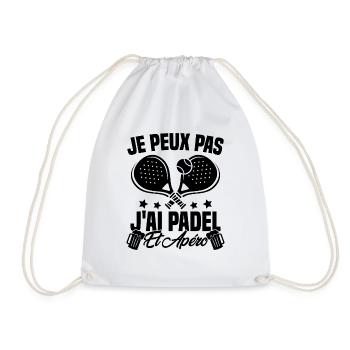 I can't I have padel and aperitif Padeliste Gift - Drawstring Bag - white - Front