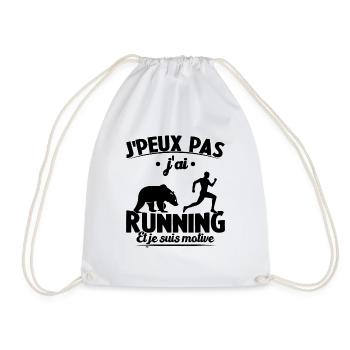 I can't I run and I'm motivated - Drawstring Bag - white - Front
