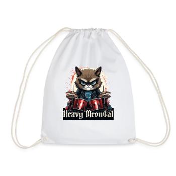 Heavy Metal Headbanger présente Drummer Cat - Sac de sport léger - blanc - Devant