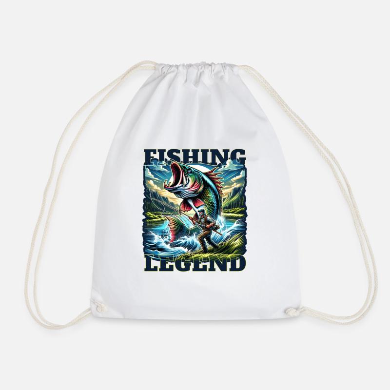 Legendary Fisher: Epic Adventure with Big Fish - Drawstring Bag - white
