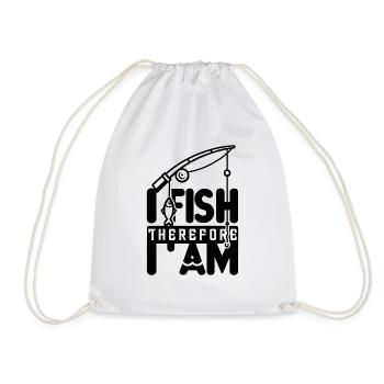 « Je pêche donc je suis » - Pêche minimaliste - Sac de sport léger - blanc - Devant