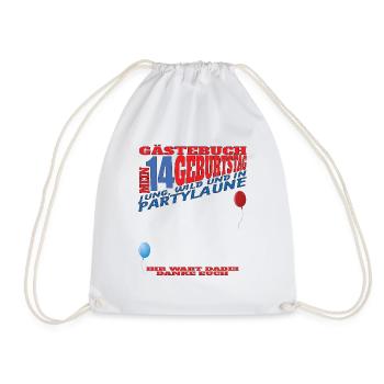 14th Birthday Girl & Boy Guestbook - Drawstring Bag - white - Front