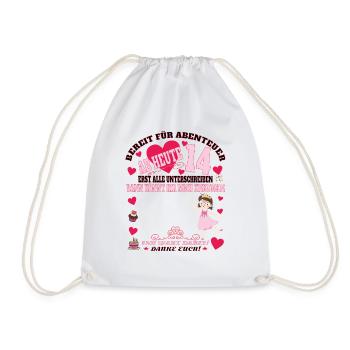 14th Birthday Girl & Boy Guestbook - Drawstring Bag - white - Front