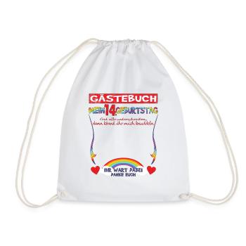 14th Birthday Girl & Boy Guestbook - Drawstring Bag - white - Front