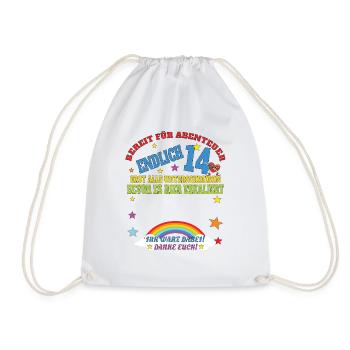 14th Birthday Girl & Boy Guestbook - Drawstring Bag - white - Front