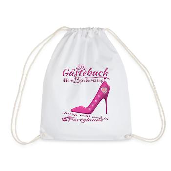15th Birthday Girl & Boy Guestbook - Drawstring Bag - white - Front