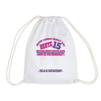 15th Birthday Girl & Boy Guestbook - Drawstring Bag - white - Front