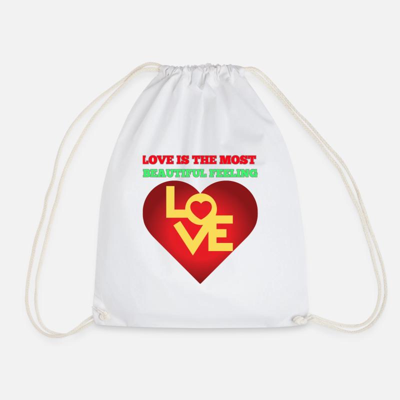 Love Is the most Beautiful feeling - Drawstring Bag - white
