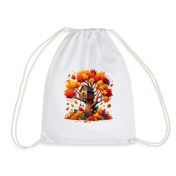 Cabane dans les arbres ludique entourée de feuillage d’automne - Sac de sport léger - blanc - Devant