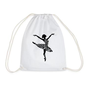Elegant Ballet Dancer Silhouette - Drawstring Bag - white - Front