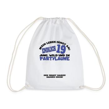 19th Birthday Girl & Boy Guestbook - Drawstring Bag - white - Front