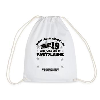 19th Birthday Girl & Boy Guestbook - Drawstring Bag - white - Front