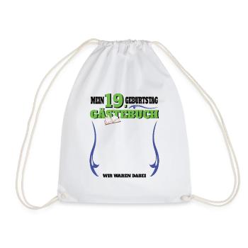 19th Birthday Man and Woman Guestbook - Drawstring Bag - white - Front