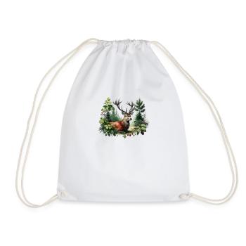 Red Deer I Hunting Motif - Drawstring Bag - white - Front