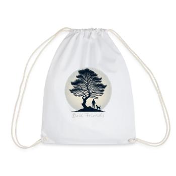 Best Friends Man and Dog - Drawstring Bag - white - Front