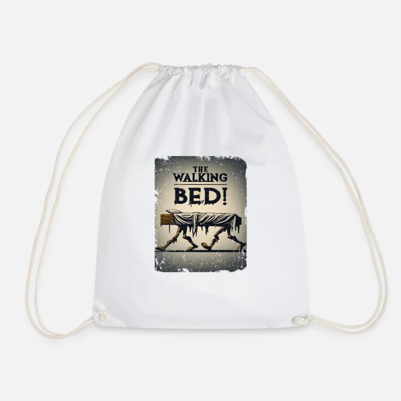 the walking bed witty and humorous - Drawstring Bag - white