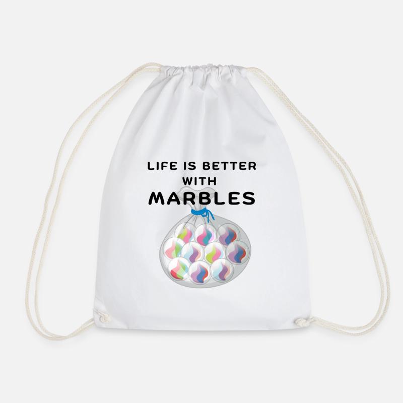 LIFE IS BETTER WITH MARBLES Gerne Murmel spielen - Turnbeutel - Weiß
