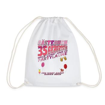 35th Birthday Man and Woman Guestbook - Drawstring Bag - white - Front