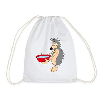 Smart hedgehog with water bowl - Drawstring Bag - white - Front
