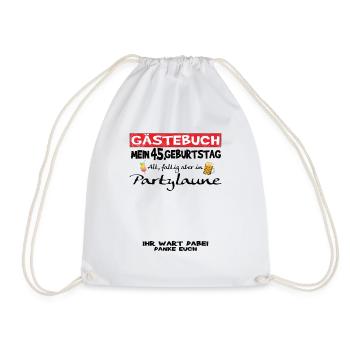 45th Birthday Man and Woman Guestbook - Drawstring Bag - white - Front