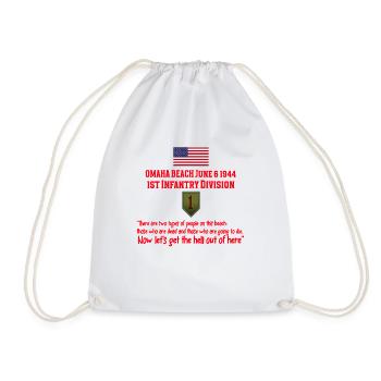 Omaha Beach 1st Infantry Division quote T-Shirt - Drawstring Bag - white - Front