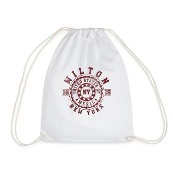 Wilton NY | New York Travel & Souvenir Gift - Drawstring Bag - white - Front