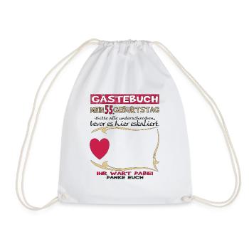 55th Birthday Man and Woman Guestbook - Drawstring Bag - white - Front