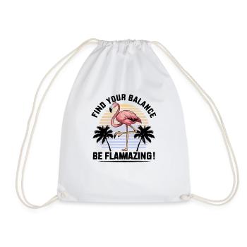 Flamingo Ballet: Elegance in Pink Art Design - Drawstring Bag - white - Front