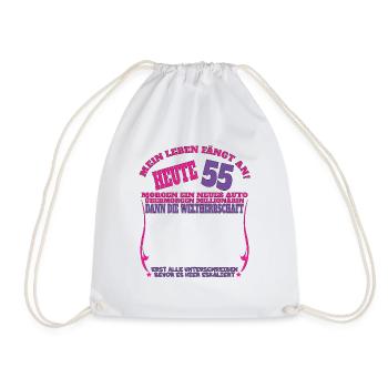 55th Birthday Man and Woman Guestbook - Drawstring Bag - white - Front