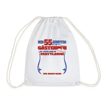55th Birthday Man and Woman Guestbook - Drawstring Bag - white - Front