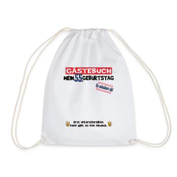 55th Birthday Man and Woman Guestbook - Drawstring Bag - white - Front