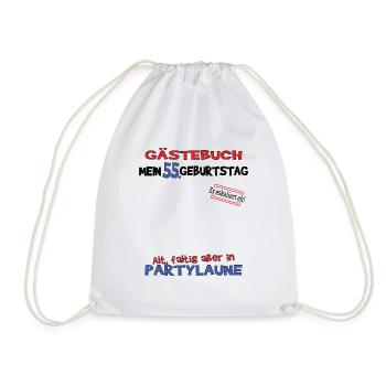 55th Birthday Man and Woman Guestbook - Drawstring Bag - white - Front