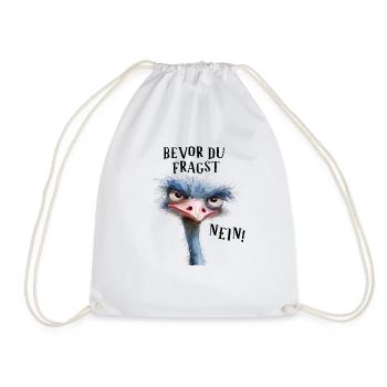 Before you ask, no! Bird Ostrich - Drawstring Bag - white - Front