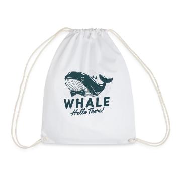 Stylish Bowtie Whale Art Print - Whale Hello There - Drawstring Bag - white - Front